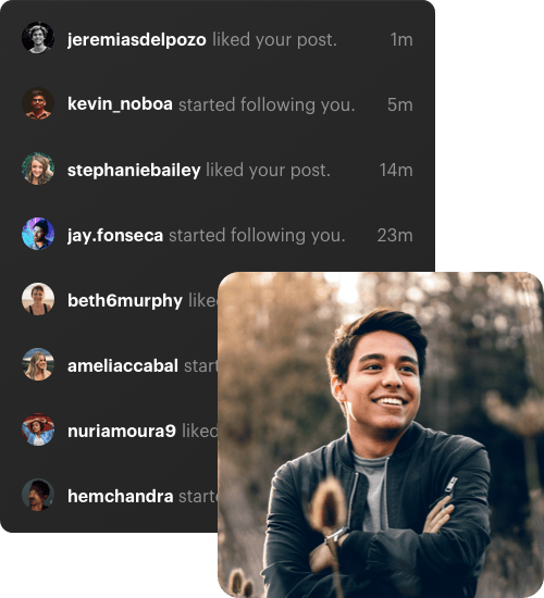 Asian male getting KENJI Instagram bot results by user engagement.