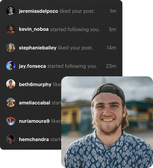 White male with a cap getting KENJI Instagram bot results by user engagement.