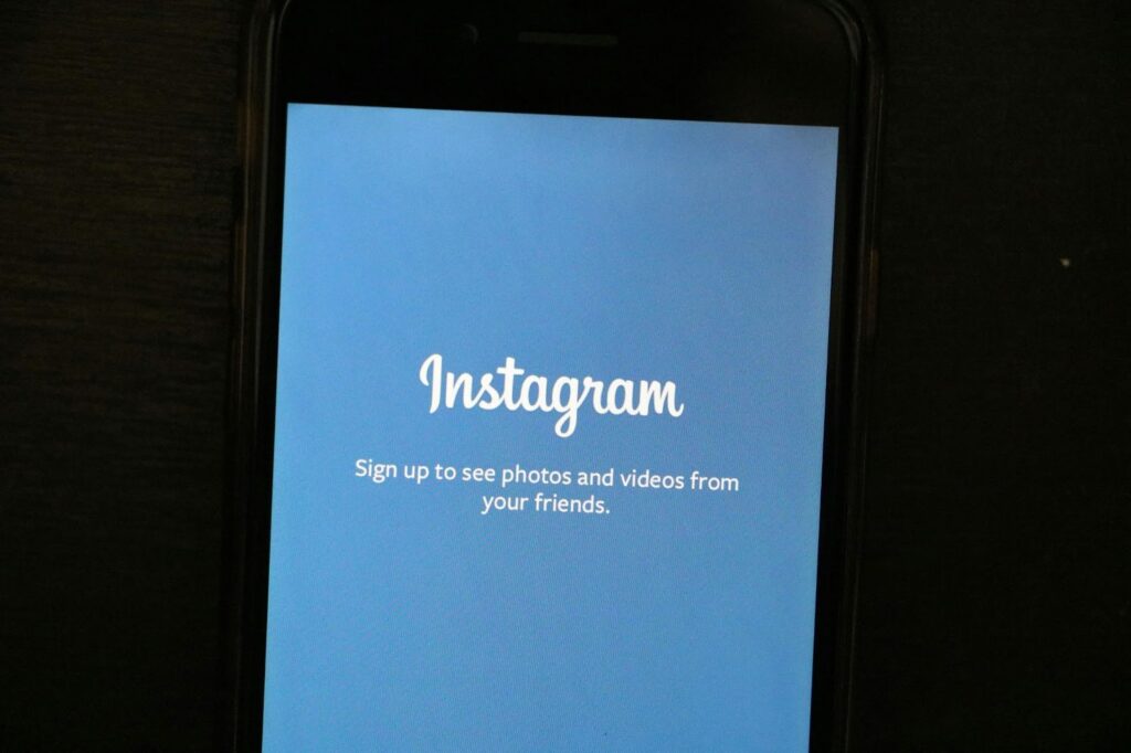 Instagram sign up screen on a phone.