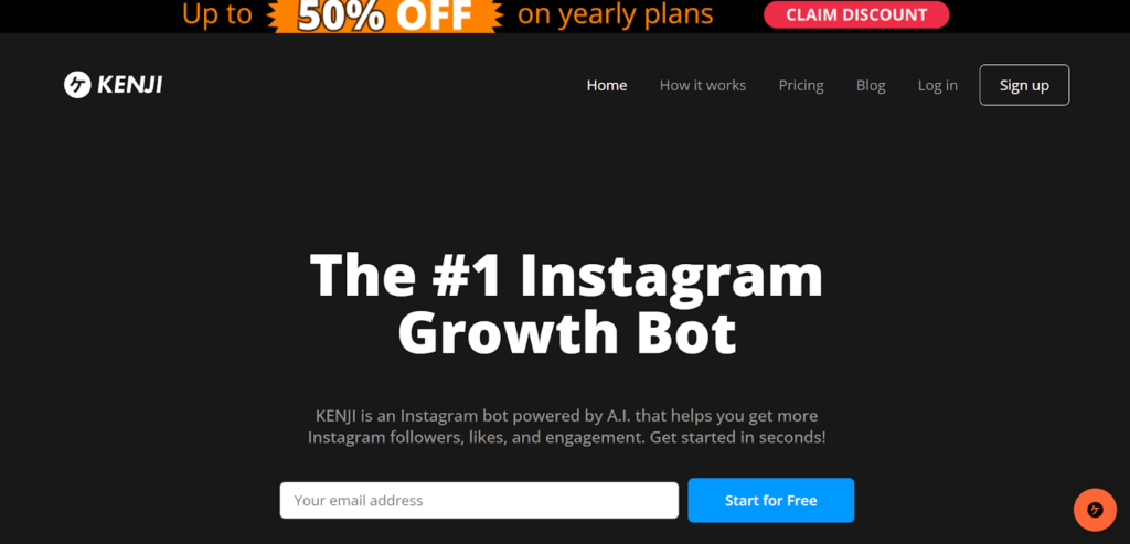 Kenji web page, #1 Instagram growth bot