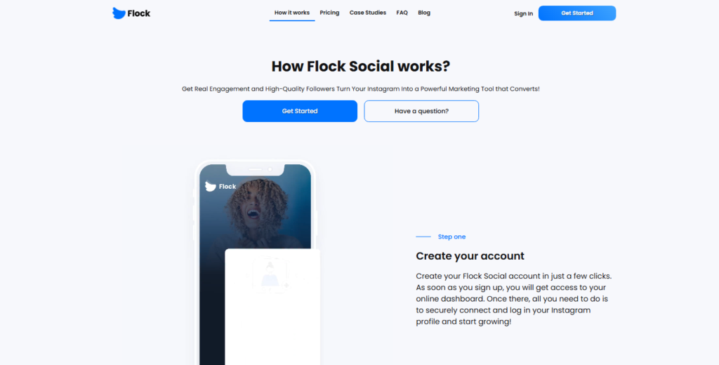 How it works page for flocksocial.