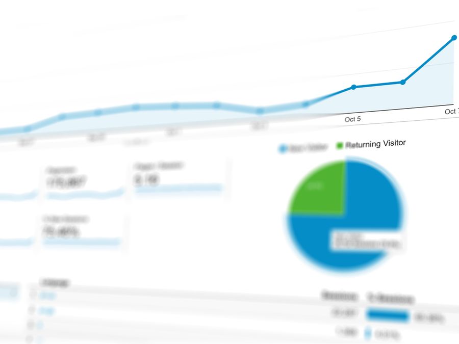 Abstract visualization of data analytics with graphs and charts showing dynamic growth.