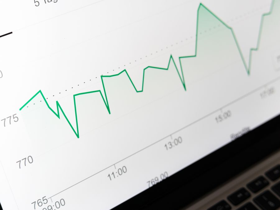 Detailed close-up of a financial graph on a computer screen showing data trends.